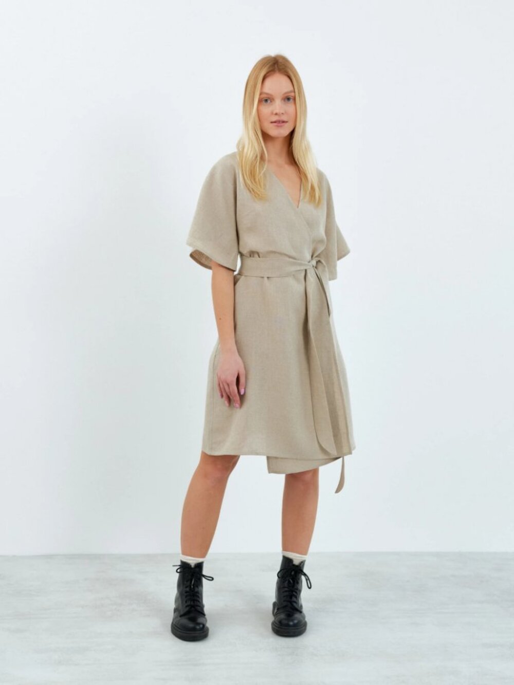 Love and Confuse Linen Wrap Dress Kimono Size XS